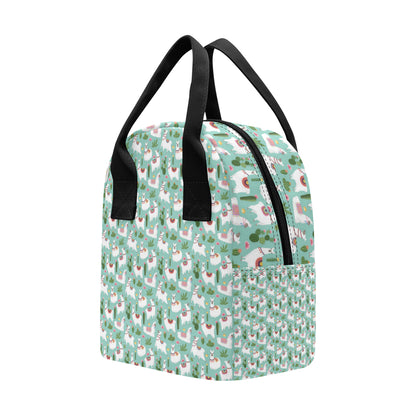 Llama with Cactus Themed Print Insulated Lunch Bag