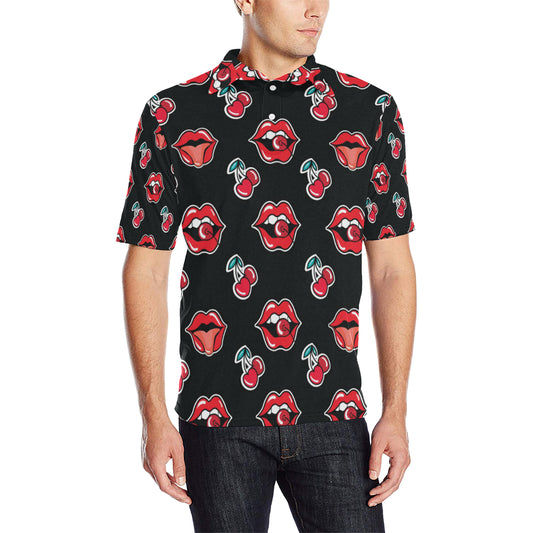Cherry Pattern Print Design CH04 Men Polo Shirt