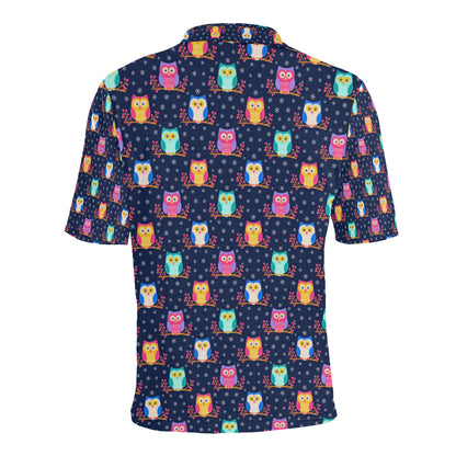Owl Cute Themed Design Print Men Polo Shirt