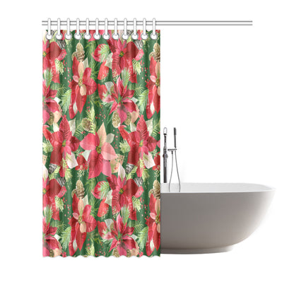 Poinsettia Pattern Print Design POT03 Shower Curtain
