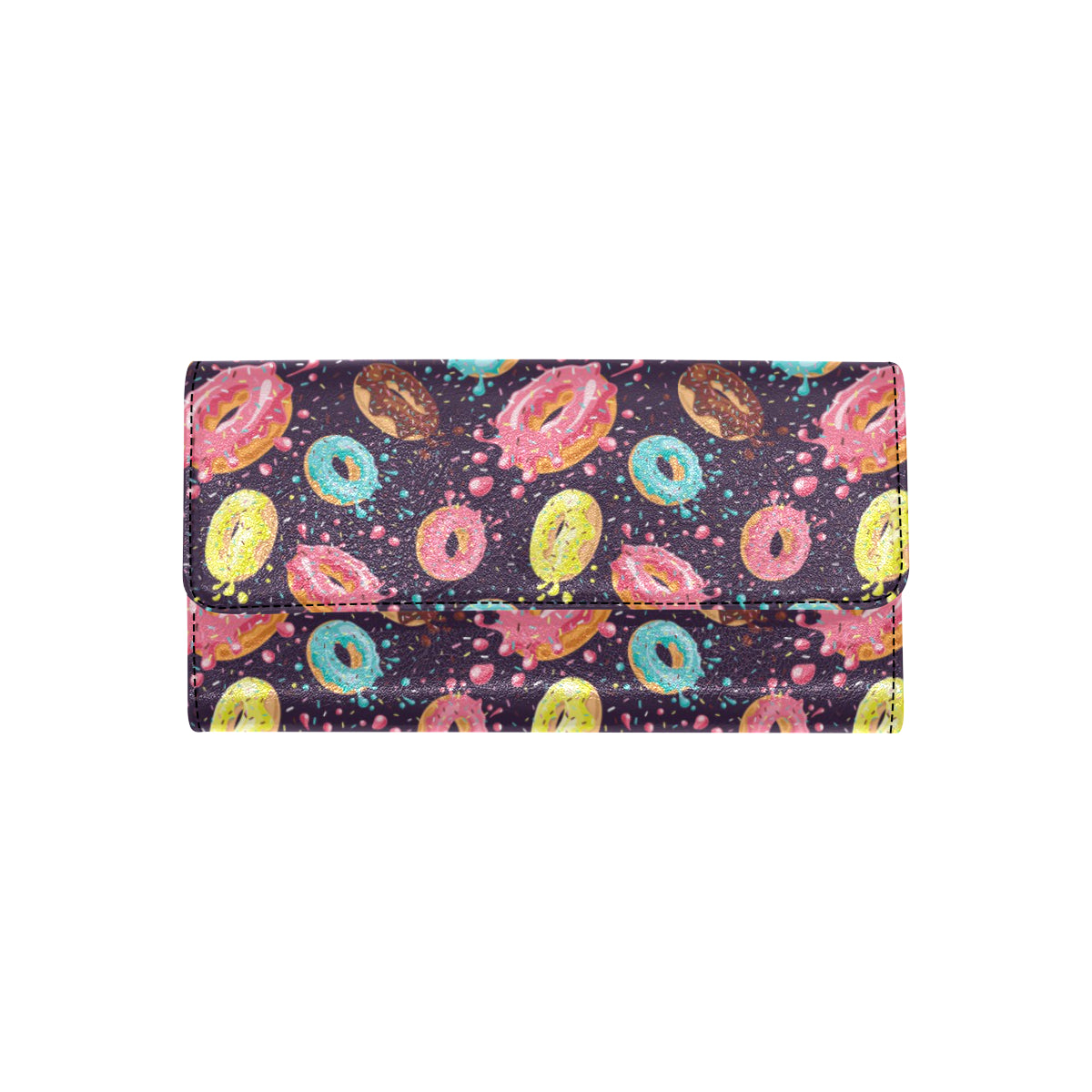 Donut Pattern Print Design DN03 Women's Trifold Wallet