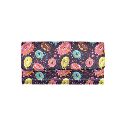Donut Pattern Print Design DN03 Women's Trifold Wallet