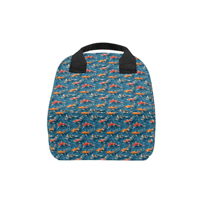 Koi Carp Water Design Themed Print Insulated Lunch Bag