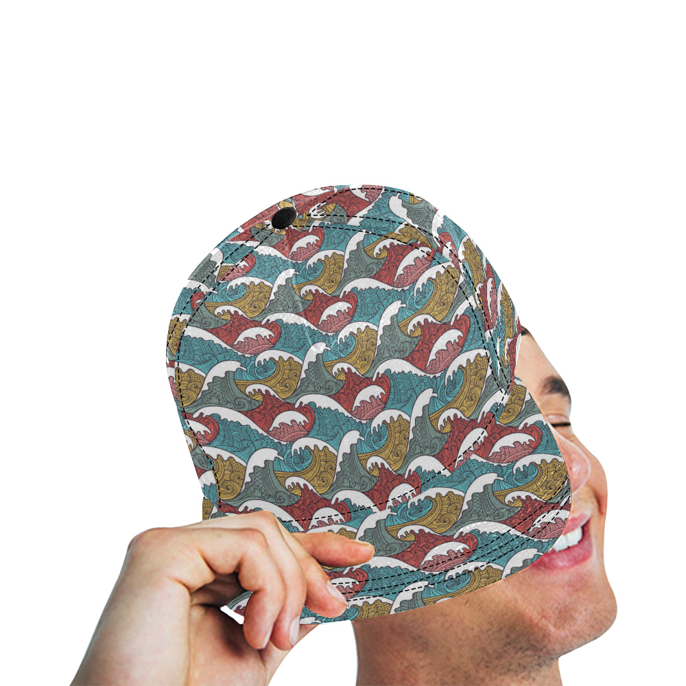 Tribal Wave Pattern Print Snapback Cap