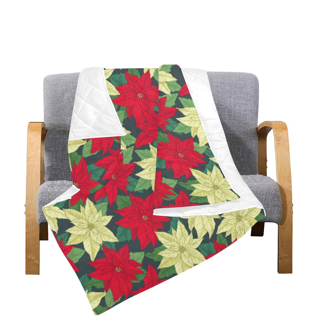 Poinsettia Pattern Print Design POT06 Premium Quilt