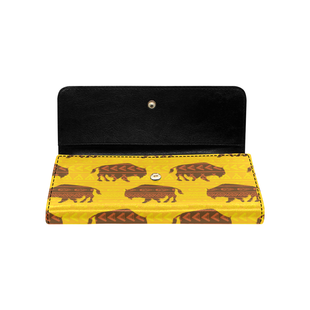Bison Native Pattern Print Design 01 Women's Trifold Wallet