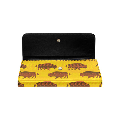 Bison Native Pattern Print Design 01 Women's Trifold Wallet