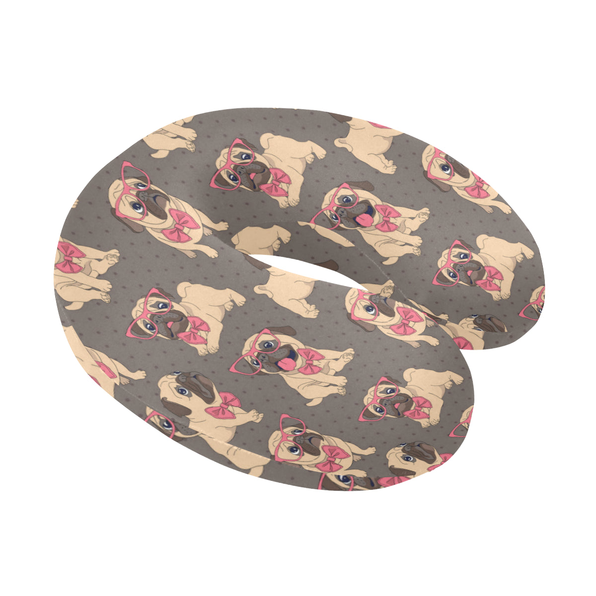 Pug Pattern Print Design A05 U-Shaped Travel Neck Pillow
