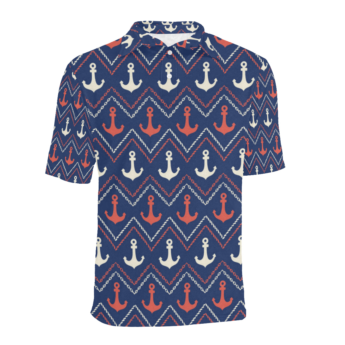 Anchor Pattern Print Design 07 Men Polo Shirt