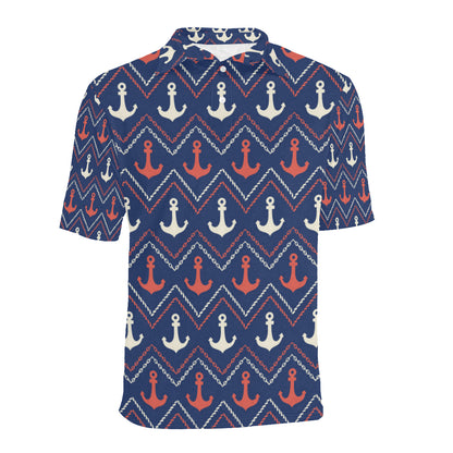 Anchor Pattern Print Design 07 Men Polo Shirt