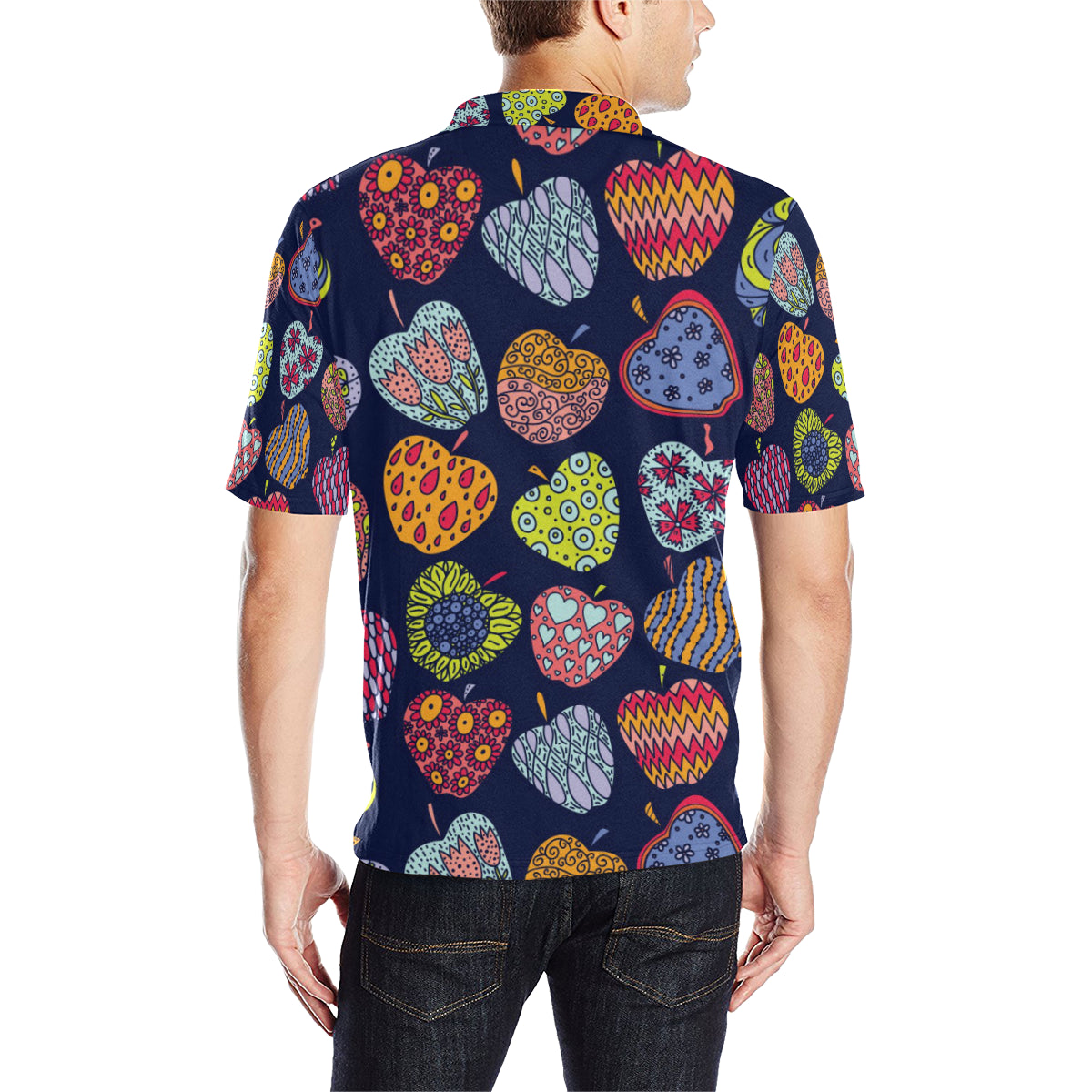 Apple Pattern Print Design AP05 Men Polo Shirt