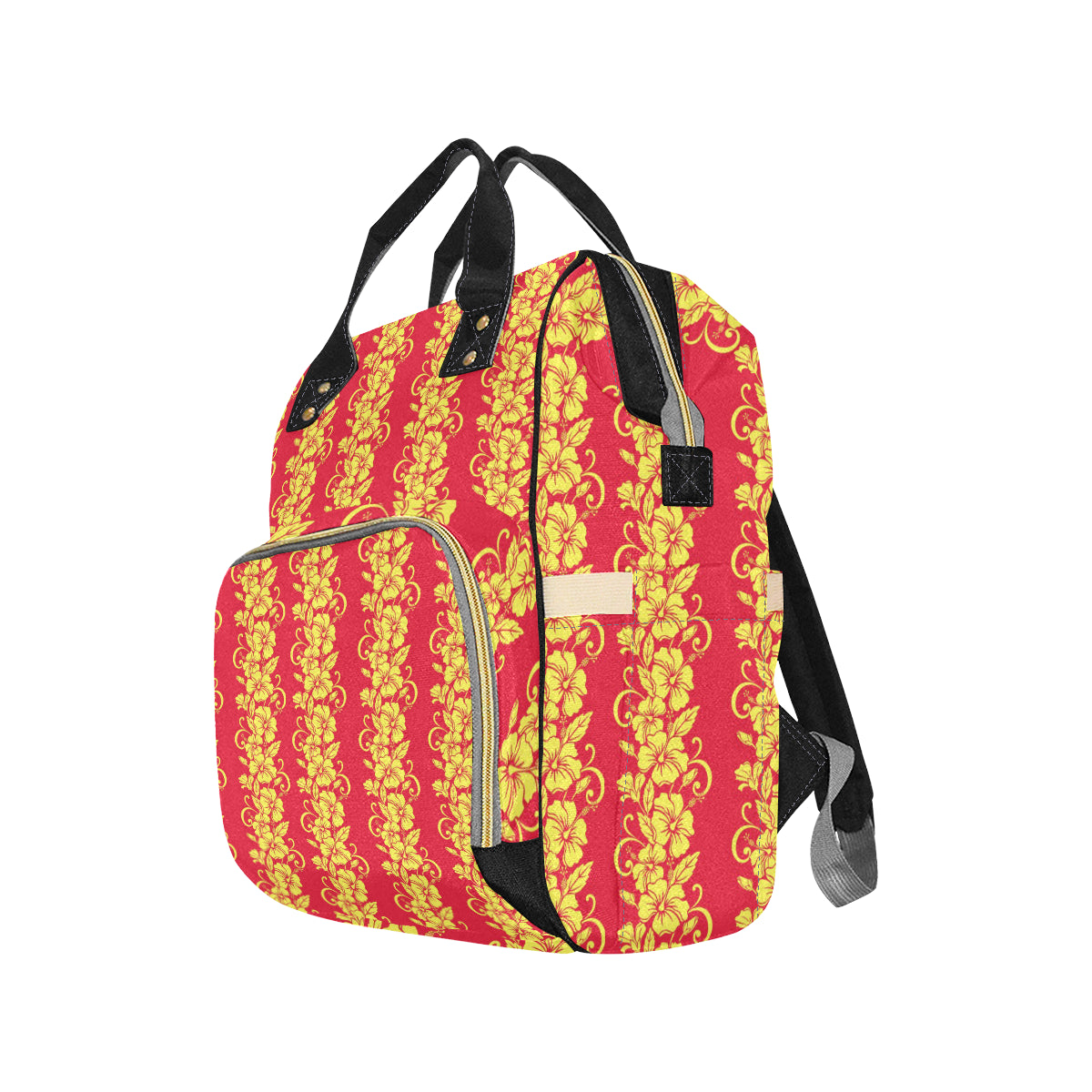 Orange Hibiscus Pattern Print Design HB018 Diaper Bag Backpack