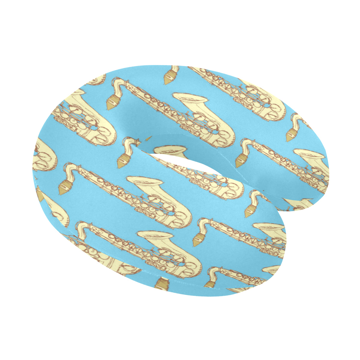 Saxophone Pattern Print Design 03 U-Shaped Travel Neck Pillow