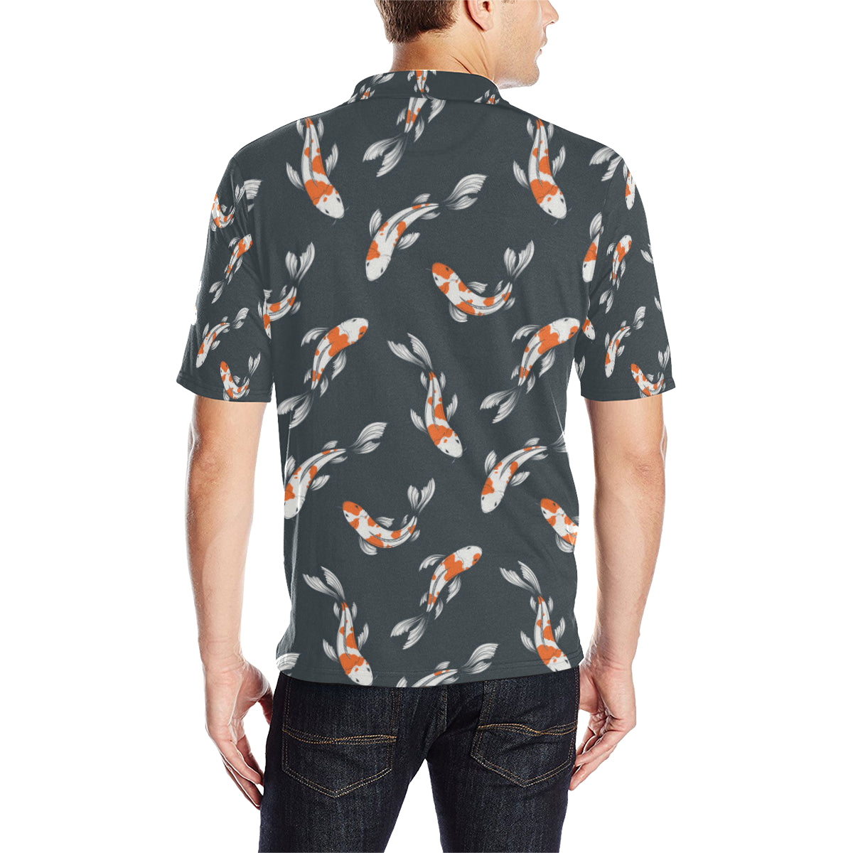 KOI Fish Pattern Print Design 04 Men Polo Shirt