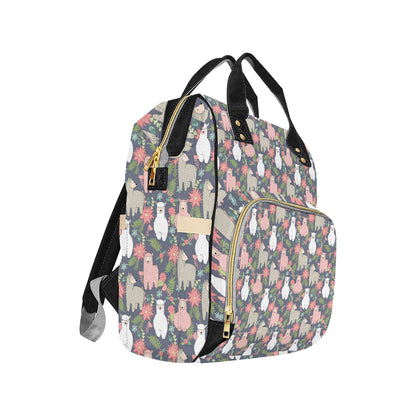 Alpaca Pattern Print Design 03 Diaper Bag Backpack