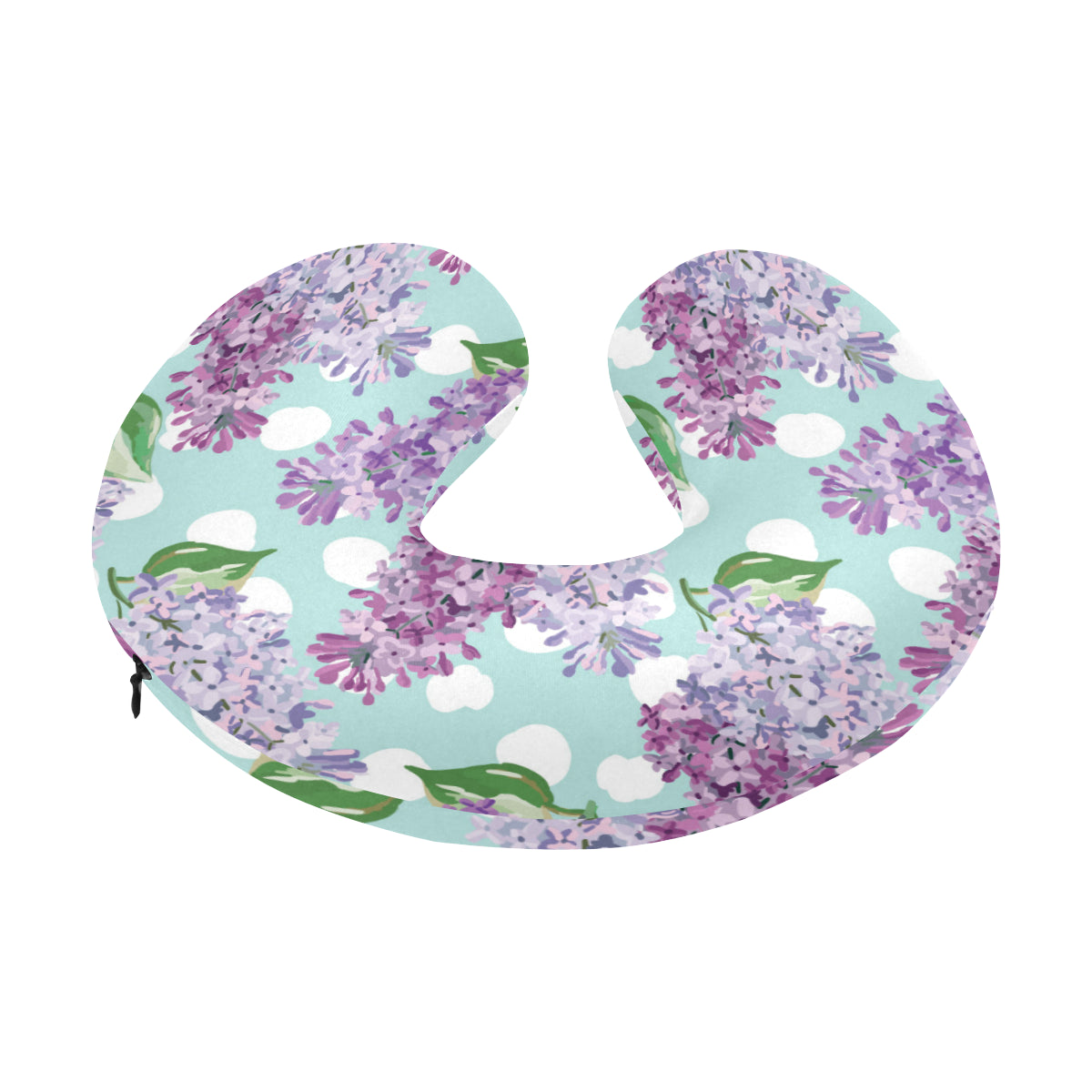 Lilac Pattern Print Design 02 U-Shaped Travel Neck Pillow