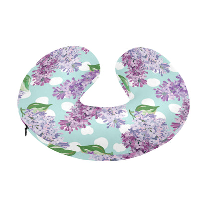 Lilac Pattern Print Design 02 U-Shaped Travel Neck Pillow