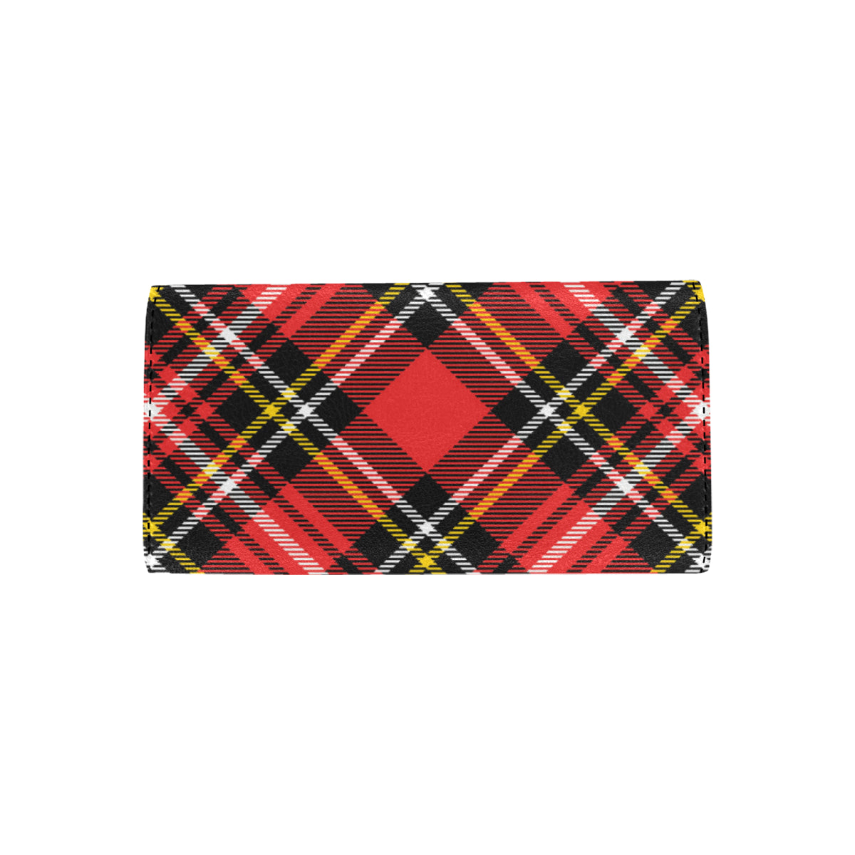 Plaid Red Pattern Print Design A03 Women's Trifold Wallet