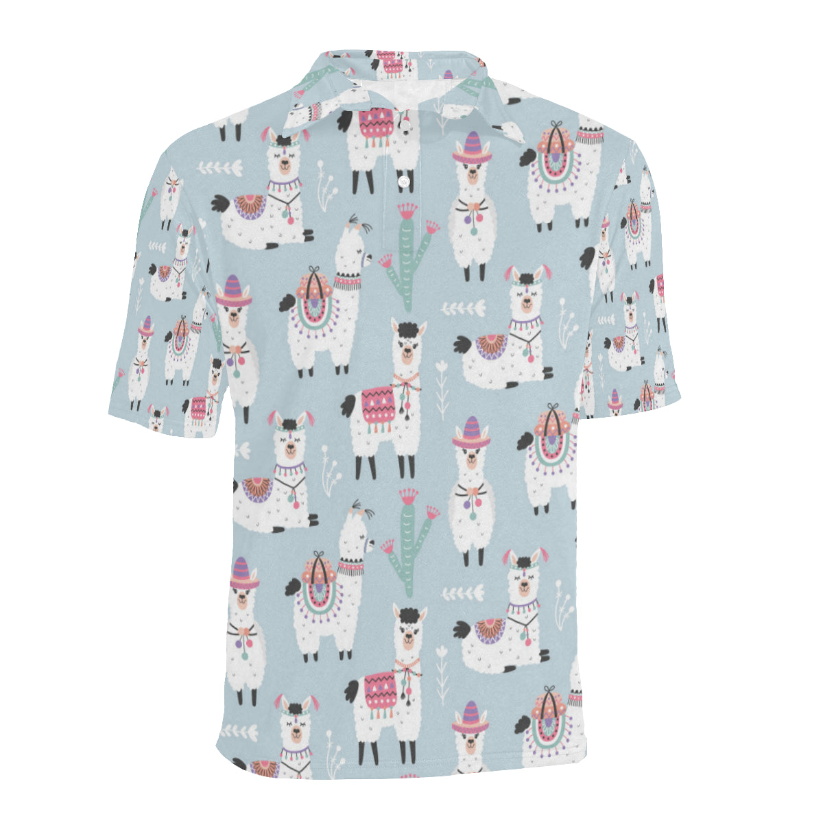 Llama Pattern Print Design 04 Men Polo Shirt