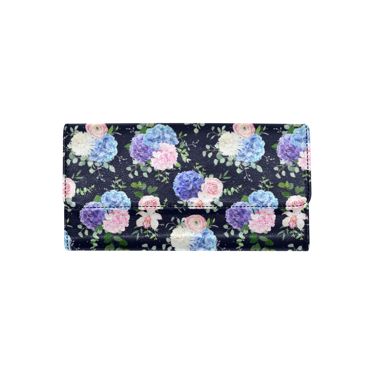 Hydrangea Pattern Print Design HD01 Women's Trifold Wallet