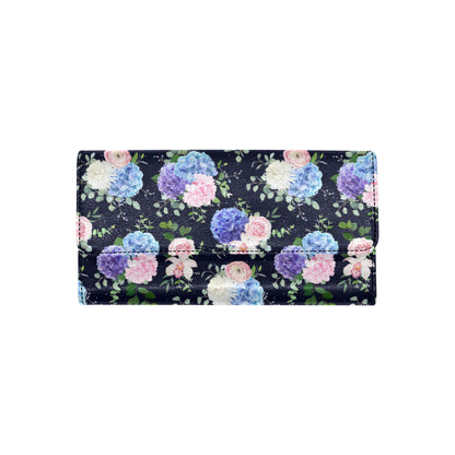 Hydrangea Pattern Print Design HD01 Women's Trifold Wallet