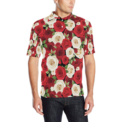 Rose Pattern Print Design RO06 Men Polo Shirt