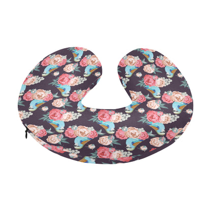 Bluebird Pattern Print Design 02 U-Shaped Travel Neck Pillow