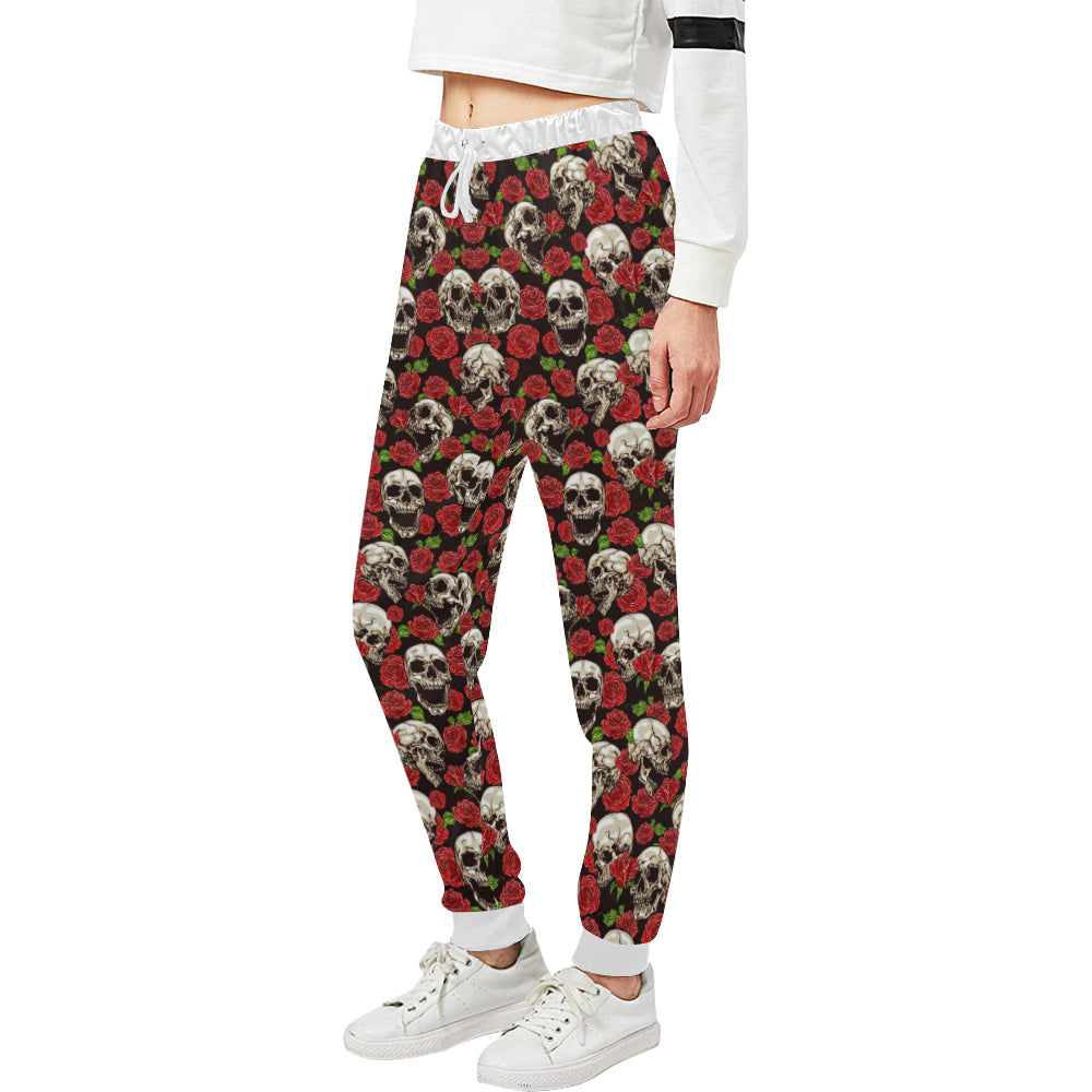 Skull Roses Design Themed Print Unisex Sweatpants