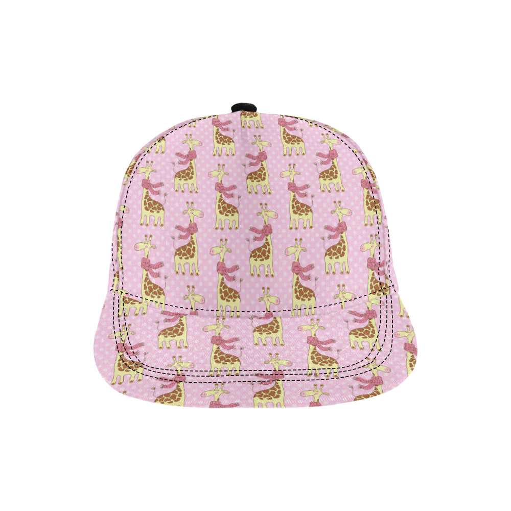 Giraffe Cute Pink Polka Dot Print Snapback Cap