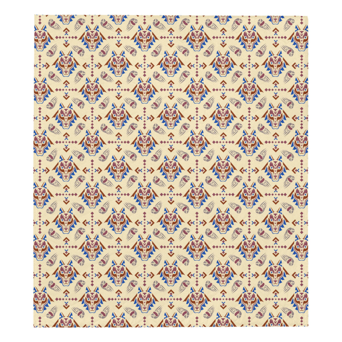 Aztec Wolf Pattern Print Design 03 Premium Quilt