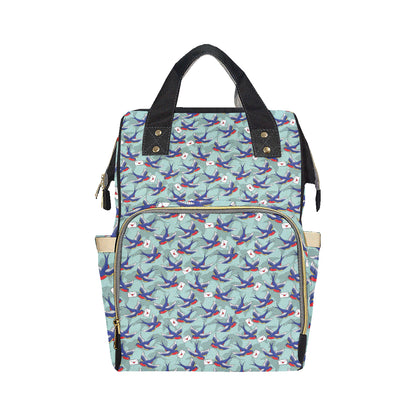 Swallow Bird Pattern Print Design 02 Diaper Bag Backpack