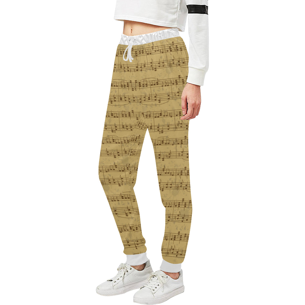 Music Note Vintage Themed Print Unisex Sweatpants