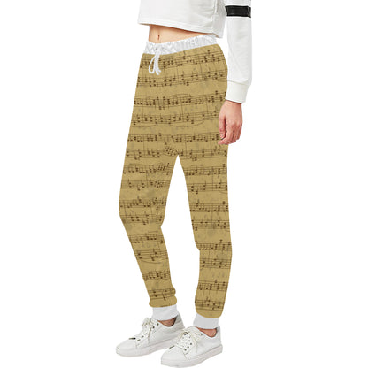 Music Note Vintage Themed Print Unisex Sweatpants
