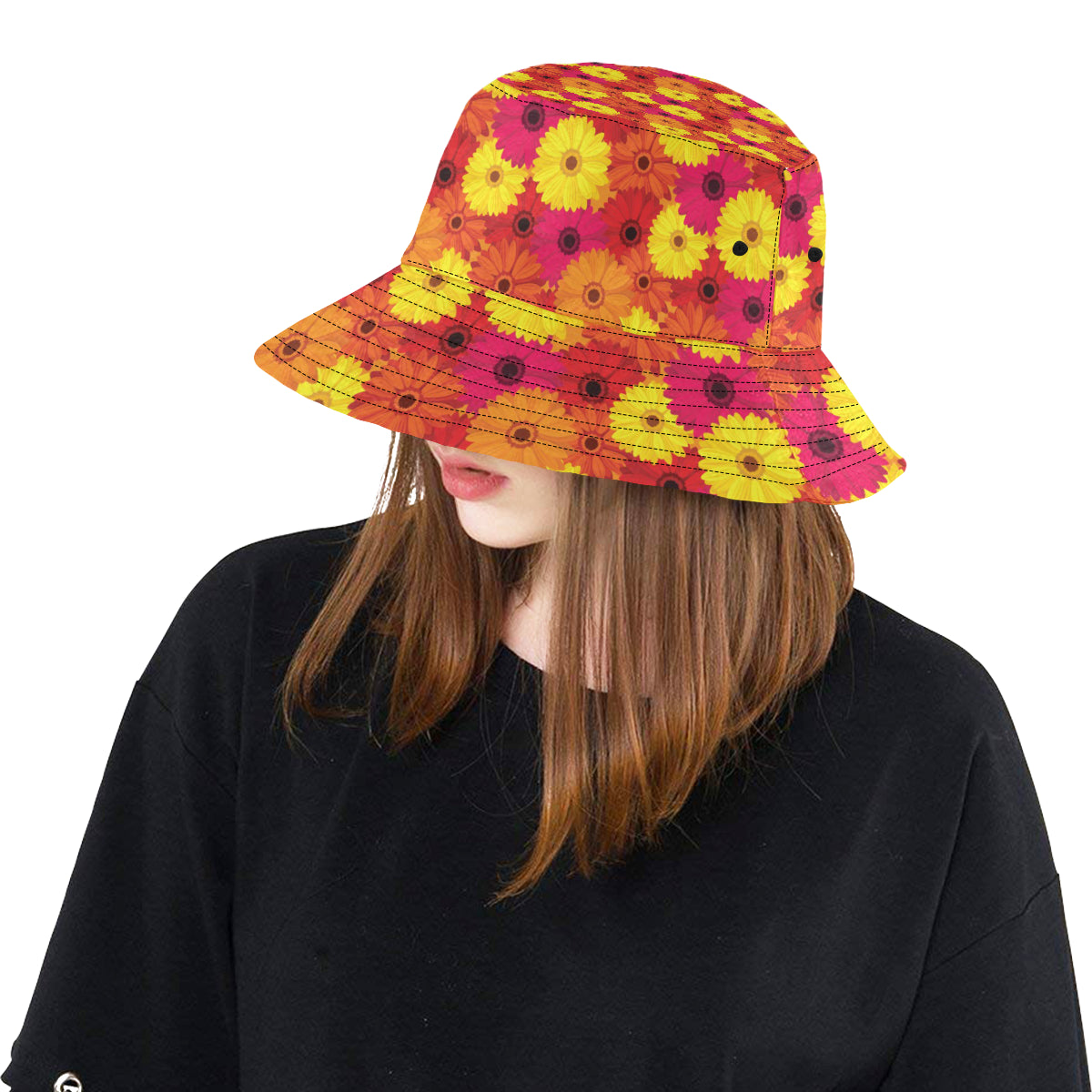 Gerberas Pattern Print Design GB05 Unisex Bucket Hat