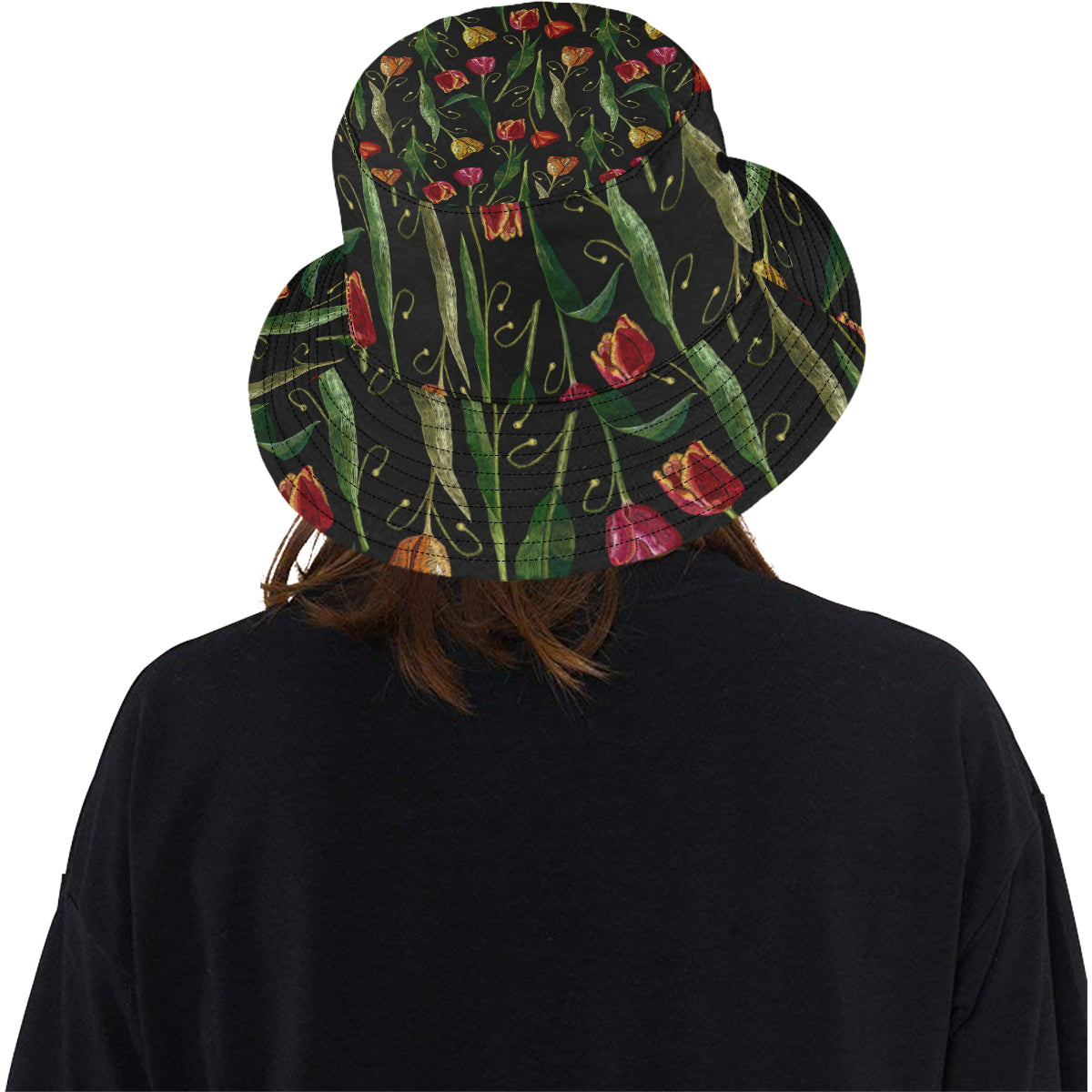 Tulip Embroidered Pattern Print Design TP01 Unisex Bucket Hat