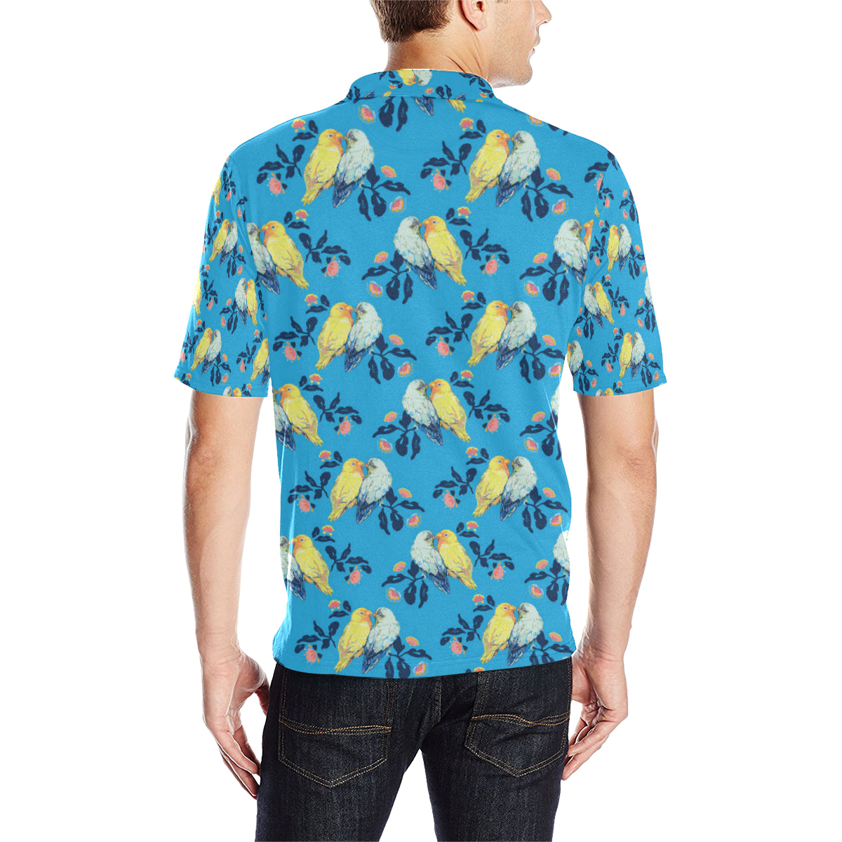 Lovebird Pattern Print Design 03 Men Polo Shirt