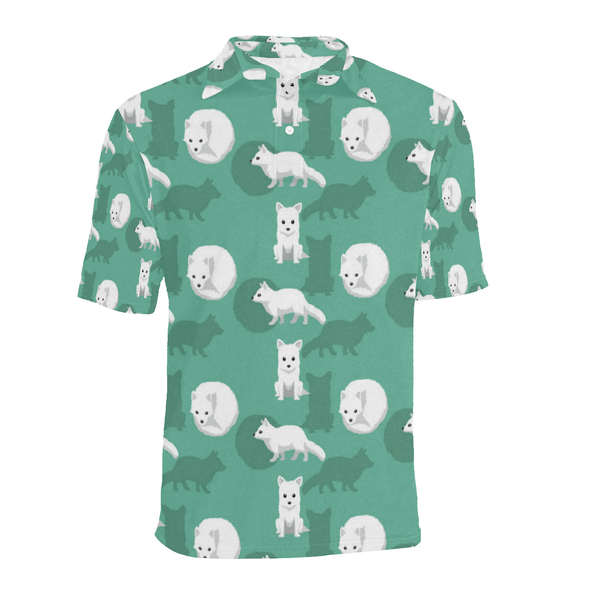 Arctic Fox Pattern Print Design Men Polo Shirt