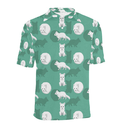 Arctic Fox Pattern Print Design Men Polo Shirt