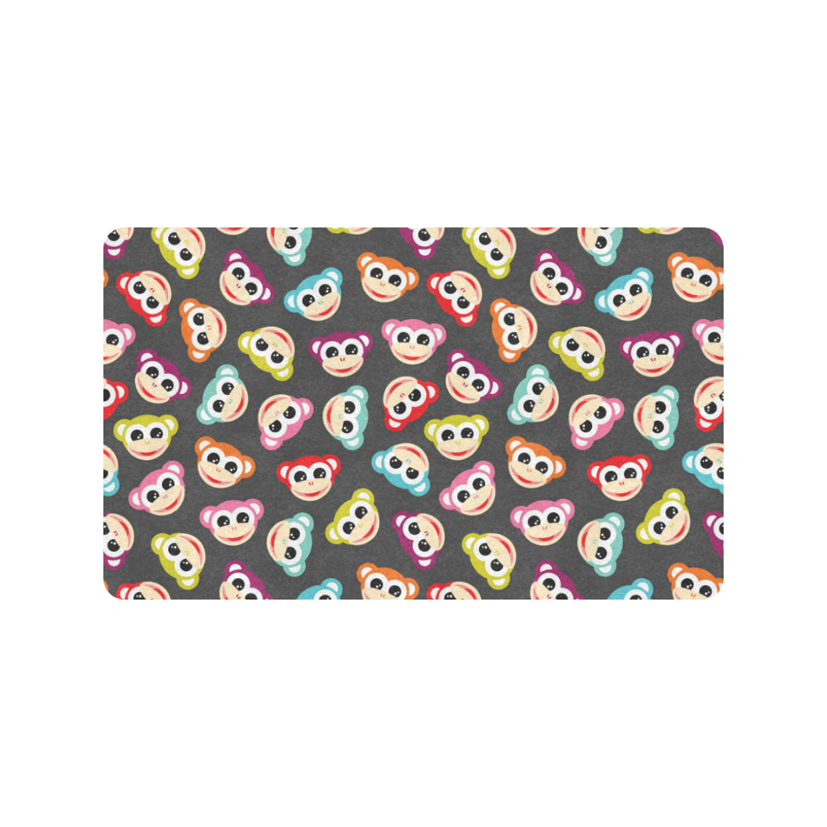 Monkey Head Design Themed Print Rubber Doormat