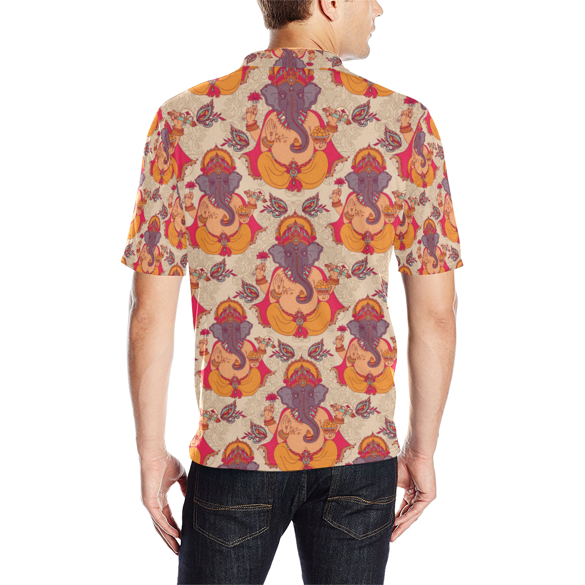 Ganesha Indian Pattern Print Design 02 Men Polo Shirt