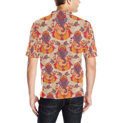 Ganesha Indian Pattern Print Design 02 Men Polo Shirt