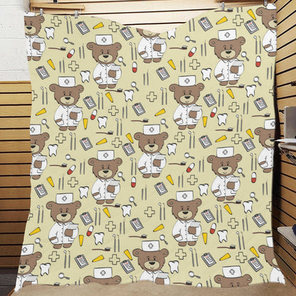 Nurse Bear Pattern Print Design A02 Premium Quilt