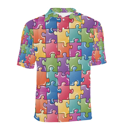 Puzzle Pattern Print Design A05 Men Polo Shirt