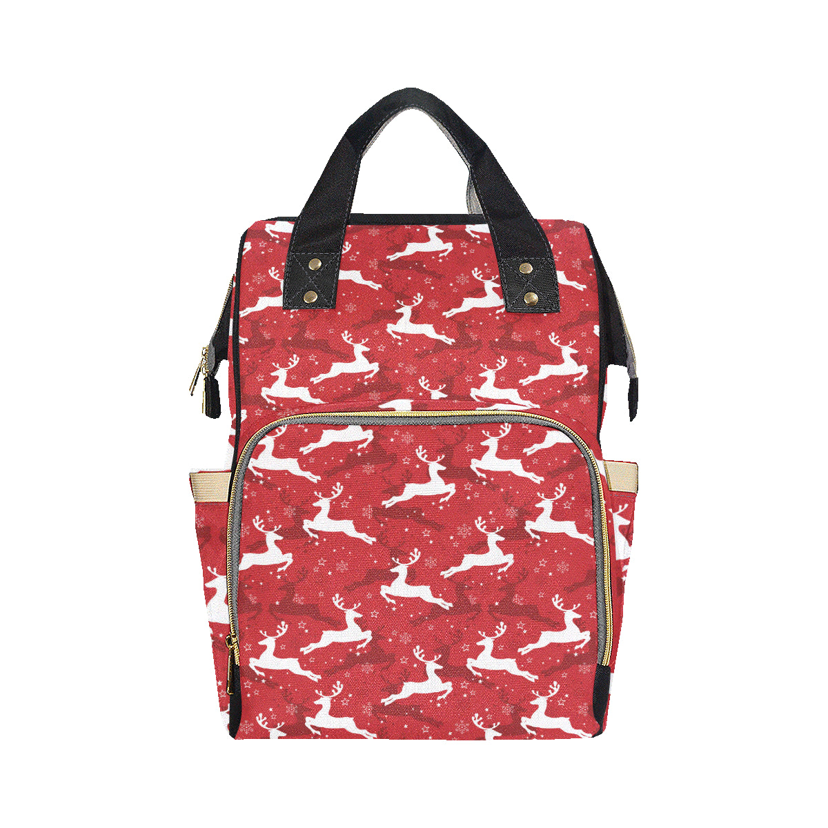 Reindeer Red Pattern Print Design 01 Diaper Bag Backpack