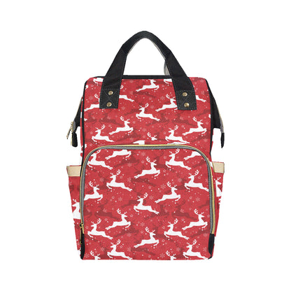Reindeer Red Pattern Print Design 01 Diaper Bag Backpack