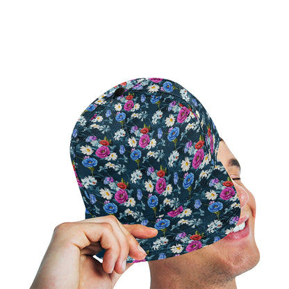 Floral Blue Themed Print Snapback Cap