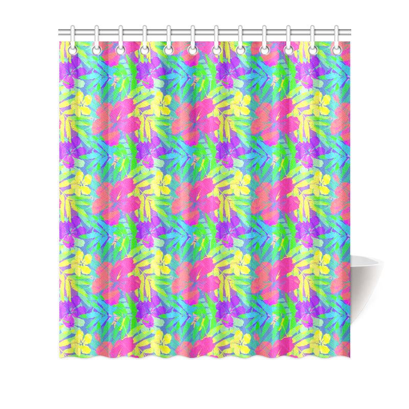 Neon Tropical Pattern Print Design A03 Shower Curtain