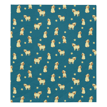 Pug Pattern Print Design A06 Premium Quilt