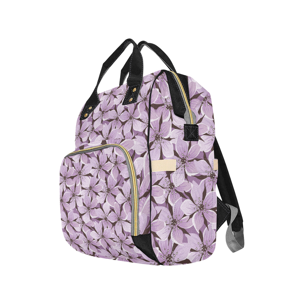 Lilac Pattern Print Design 01 Diaper Bag Backpack