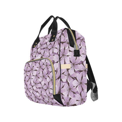 Lilac Pattern Print Design 01 Diaper Bag Backpack